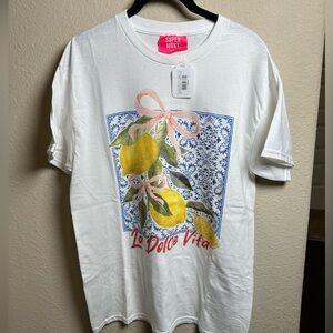 White 'La Dolce Vita' Lemon Graphic Tee